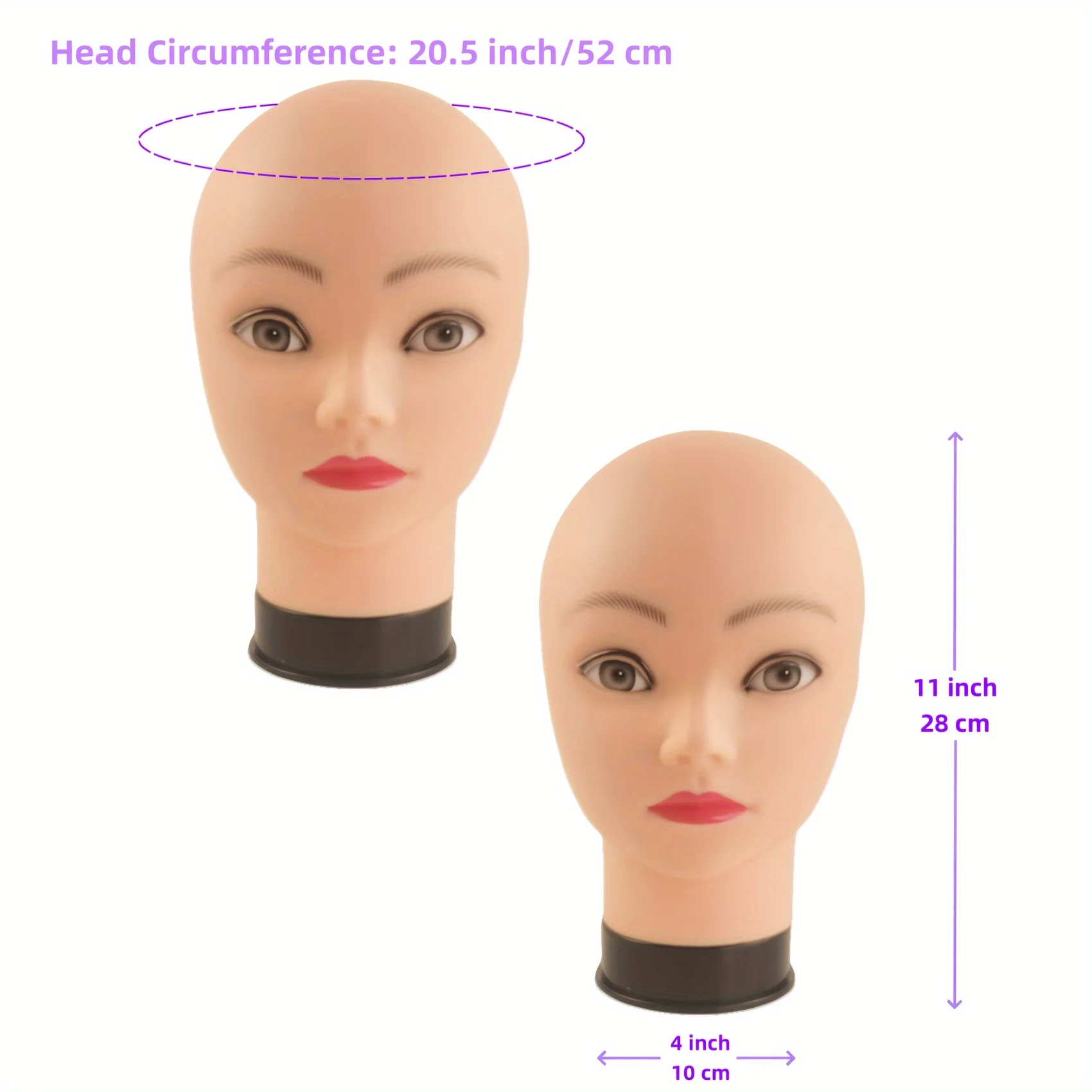 رأس عارضة أزياء أصلع مع حامل للشعر المستعار ونماذج رأس العرض التي تظهر القبعات والخوذات أو النظارات أو الأقنعة #4