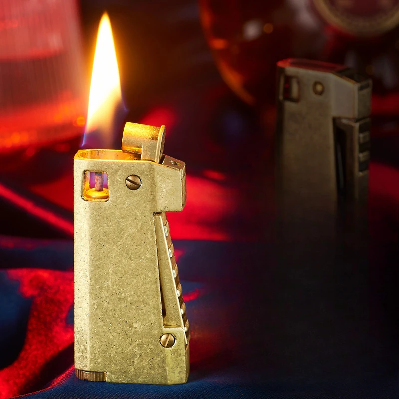 New Personality Windproof kerosene gasoline lighter creative side pressure ignition Vintage grinding wheel lighter Drop-shipping