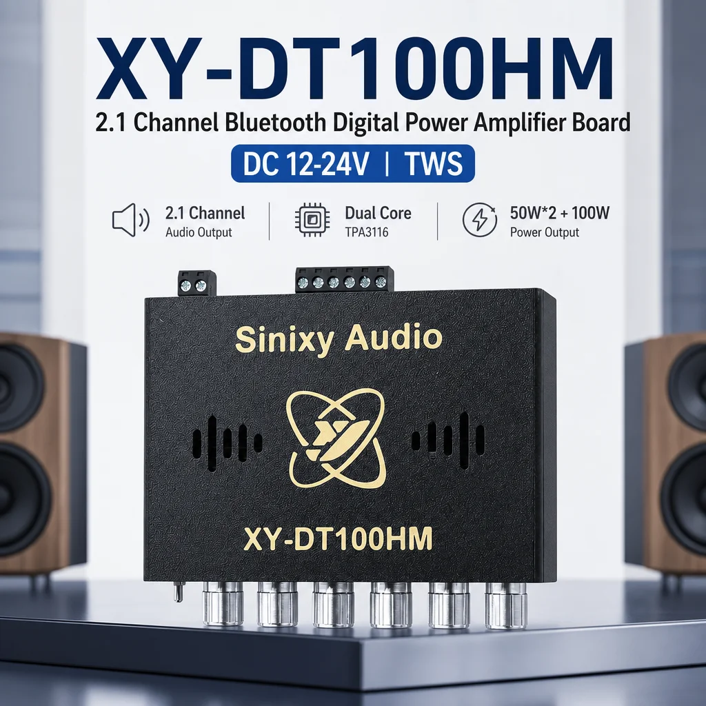 XY-DT100HM TWS 2.1 Channel Bluetooth Power Amplifier Module DC12-24V 50W*2+100W TPA3116 Chip AUX USB Input For Audio Diy
