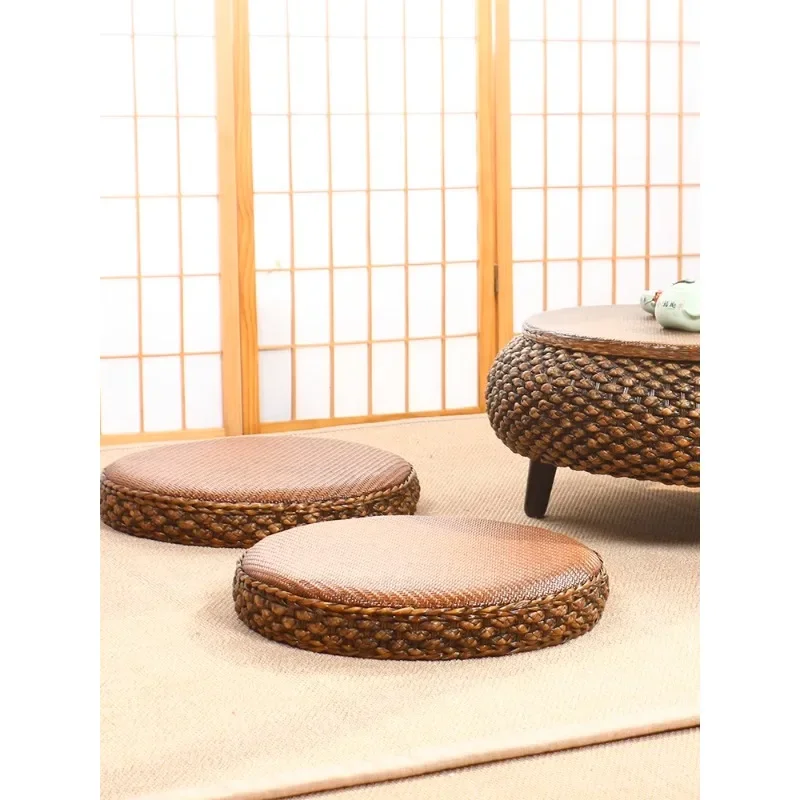 Futon bay window straw cushion tatami thickened straw woven round rattan woven household Japanese floor coffee table seat cushio