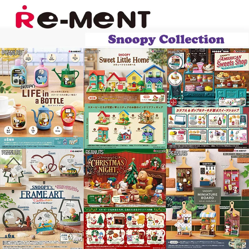 Rement Snoopy Series Collection Miniature Scene Original Kawaii Blind Box Action Figure Adorable Anime Doll Fidgets Toy Gift
