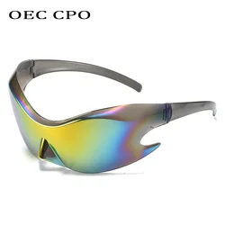 Oversized Goggles Punk Y2k Sunglasses Men Women Fashion 2000'S Brand Mirror Sports Sun Glasses Female Rimless Eyewear Shades