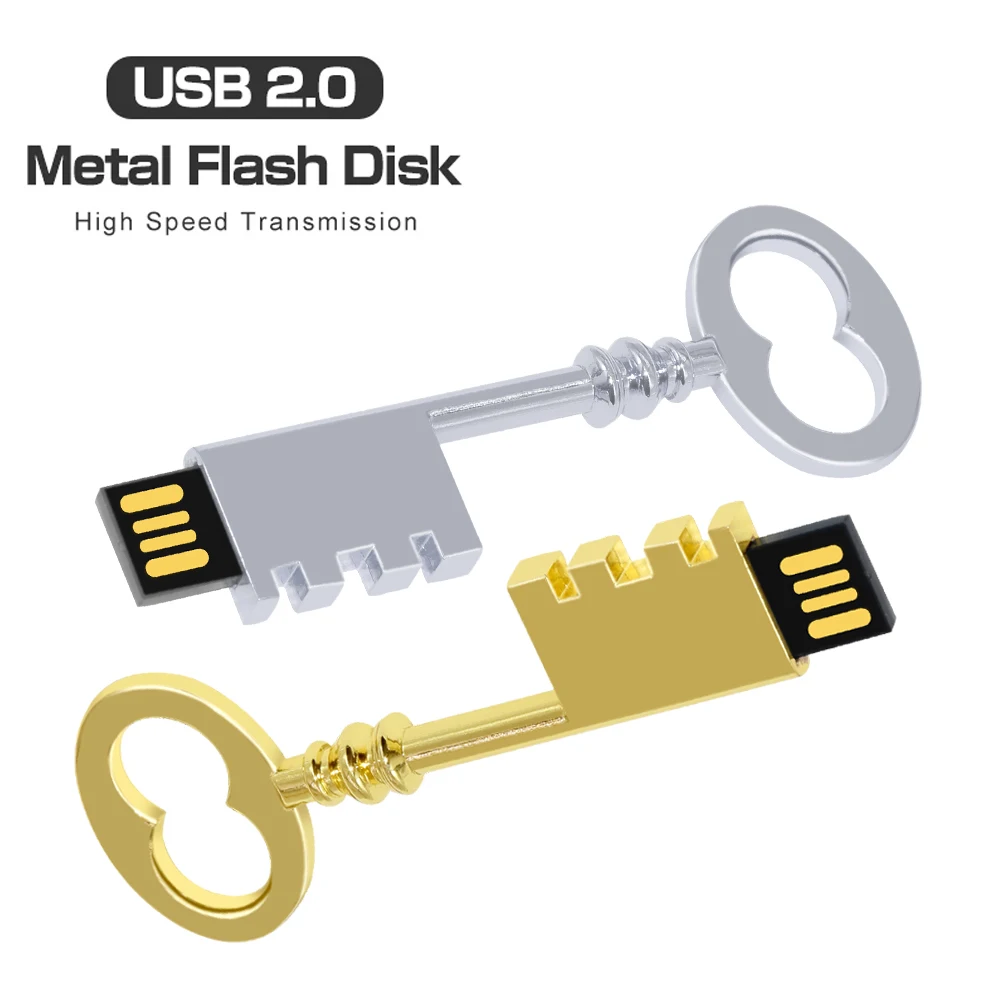 

Metal key Shape USB 2.0 Flash Drive High speed 4G 8G 16G 32GB 64GB 128GB Pen Drives Over Memory Stick Real Capacity U Disk