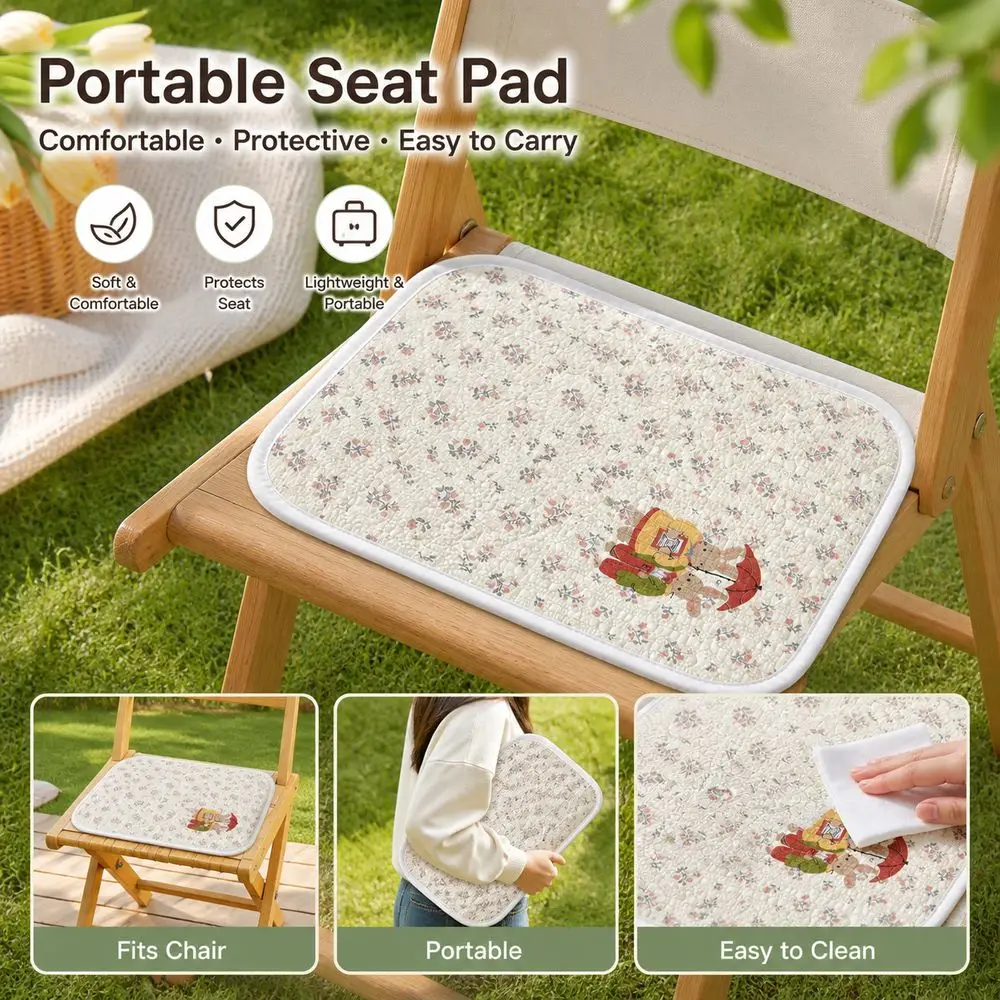 Polyester Portable Seat Pad Portable Lightweight Travel Seat Cover Printed Pattern Protective Barrier Seating Pad Train Travel