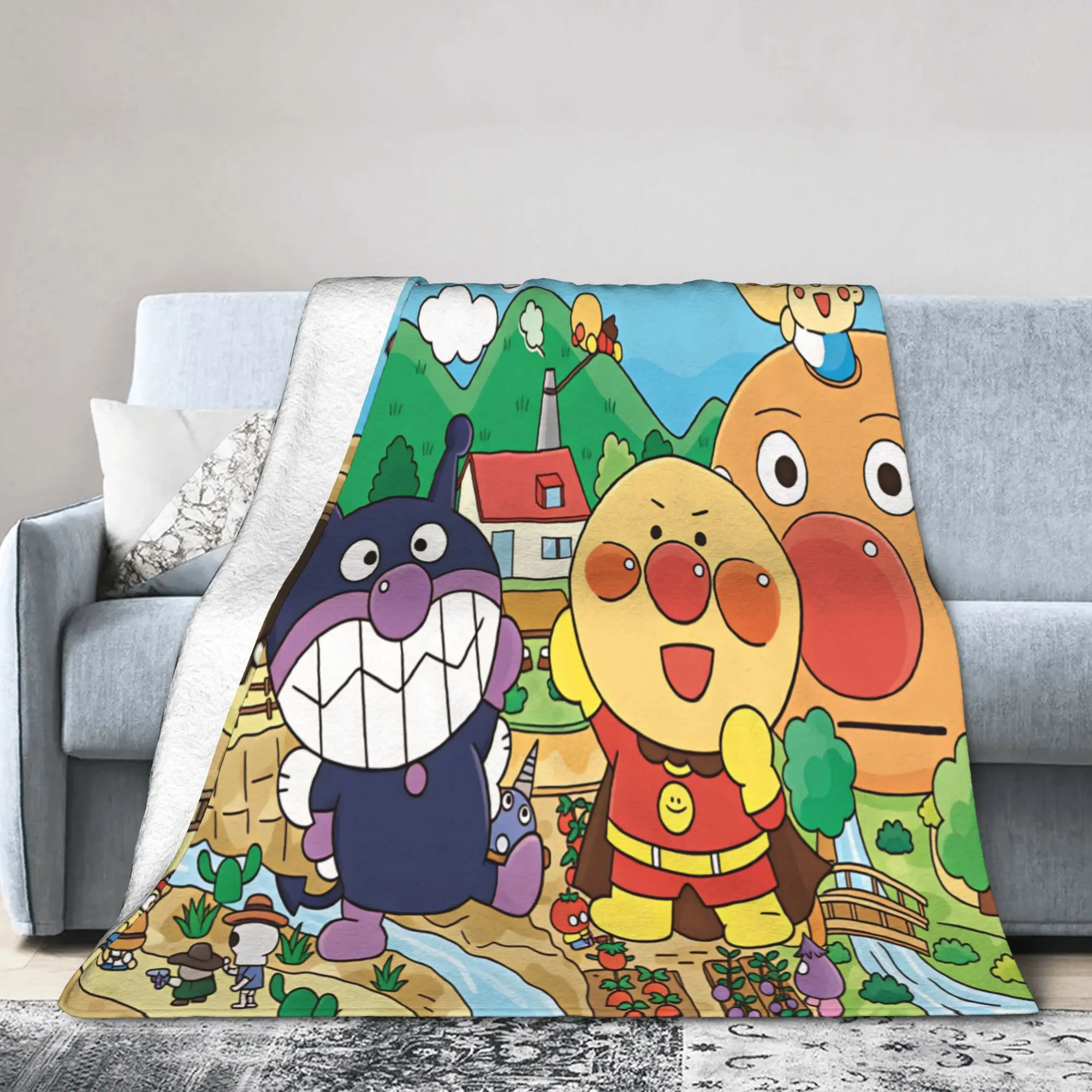 Anpanmans  Plush Blankets Girls Boys  Flannel Bedding Throws For Couch Chair Warm Design Quality Bedspread Gift Idea