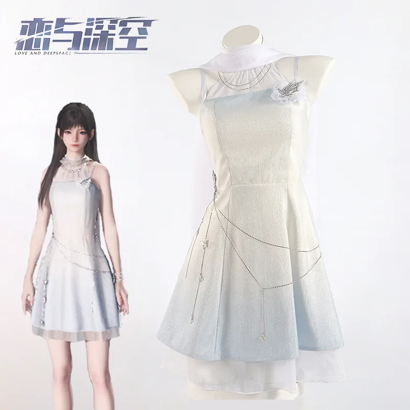 

Game Love and Deepspace Hunter Girl Cosplay Costume Adult Women Gown Dress Necklace Full Accessories Set Suit Casual Outfits