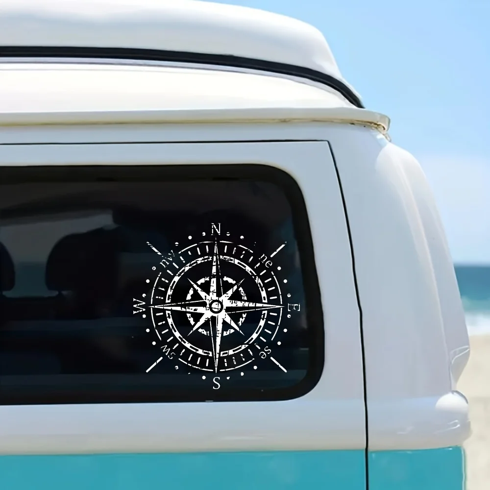 

14,96x14,96 дюймов, наклейка из винила с изображением винтажного компаса с эффектом трещин, съемная, для переднего и заднего отсеков, окон и кузова.