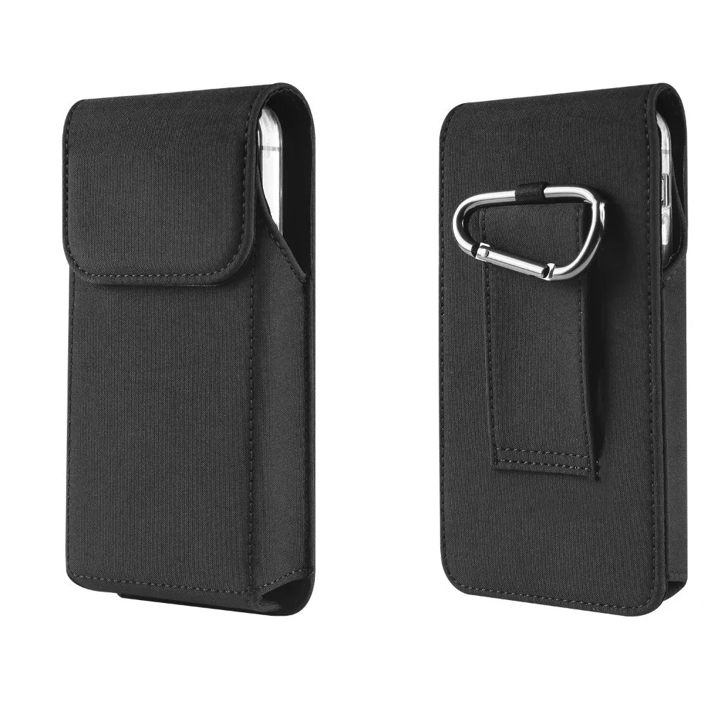 Coin Purse With Hook Mobile Phone Pouch Single-layer Waterproof Phone Belt Clip Bag Black Vertical Phone Belt Hanging Pouch Men view 2