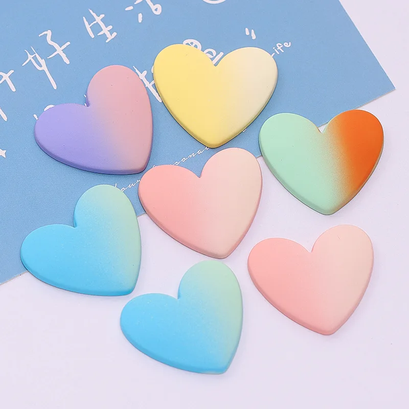 100pcs Resin Gradient Color Peach Heart DIY Crafts Flatback Charm Pendant Earring Fashion Jewelry Making Accessories