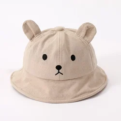 Cute Bear Baby Bucket Hat With Ears Boy Girl Cotton Kids Sun Hat Outdoor Summer Child Panama Cap