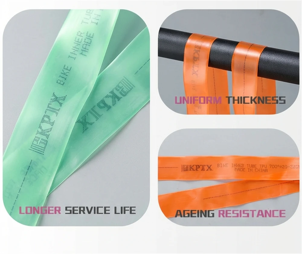 BKPTX 1 Stück/2 Stück 28g Orange Fahrrad-TPU-Schlauch 700X18 25 28 32 Rennrad-TPU-Reifen 65mm Länge mit französischem Ventil – Detail 8