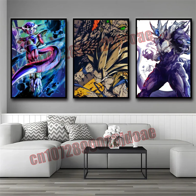 

Classic Anime Dragon Ball Goku Vegeta Kakarot Super Saiyan Multiplayer Collection HD Frameless Art Canvas Painting Poster Gift