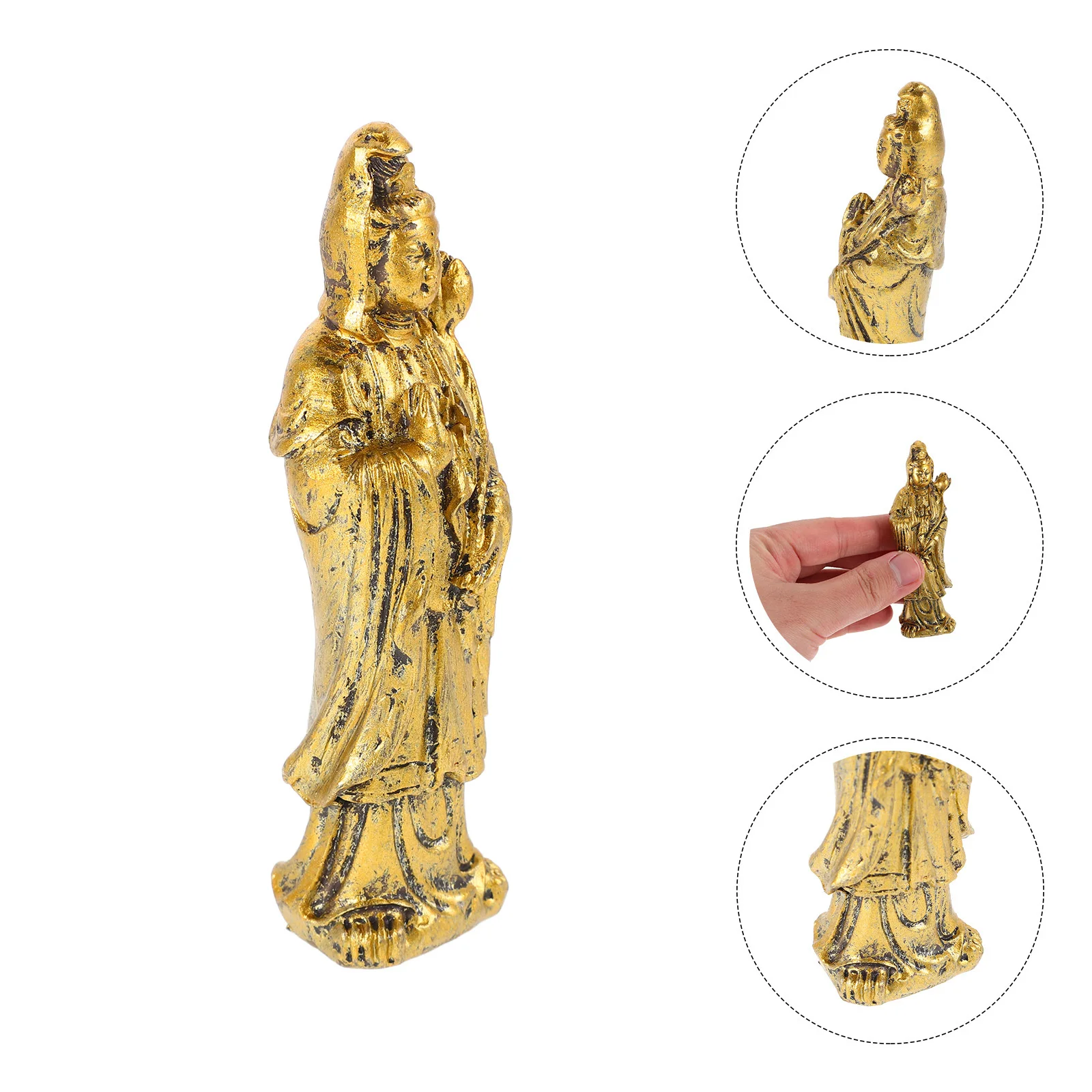 

Vintage Yin Buddha Statue Smooth Surface Easy Clean Feng Shui Sculpture for Home Office Garden Decorative Peace Symbol