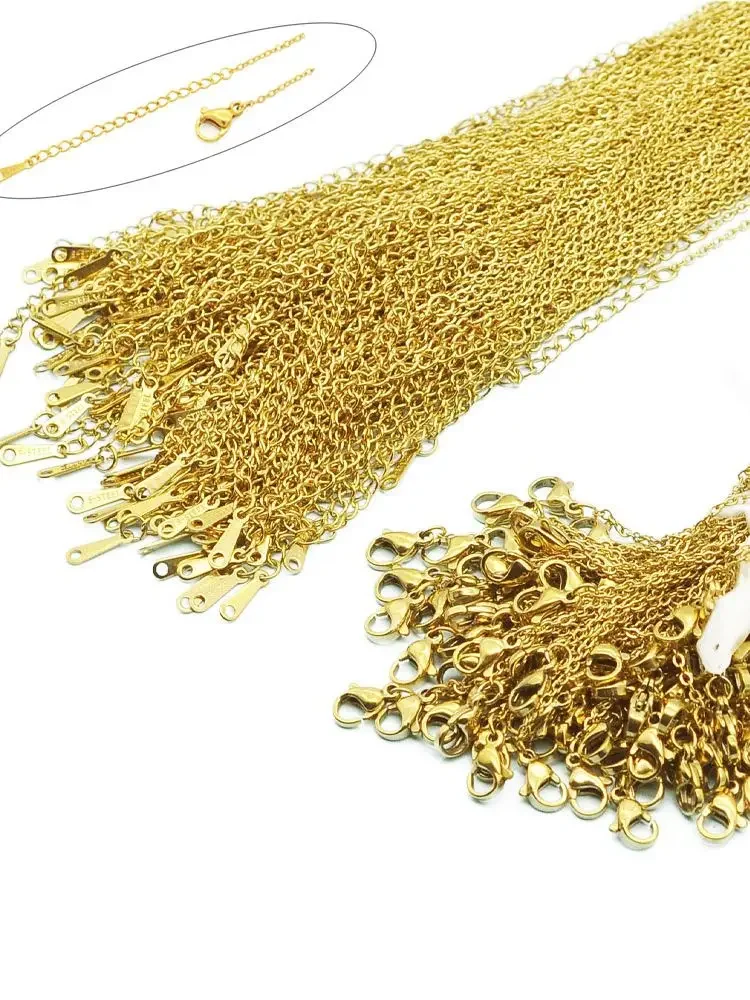 100 stks/partij Bulk Groothandel 304 Roestvrij Staal Zilver Kleur 45-50 cm Kabel Link Rolo Collier voor Vrouwen DIY Sieraden Maken - afbeelding 2