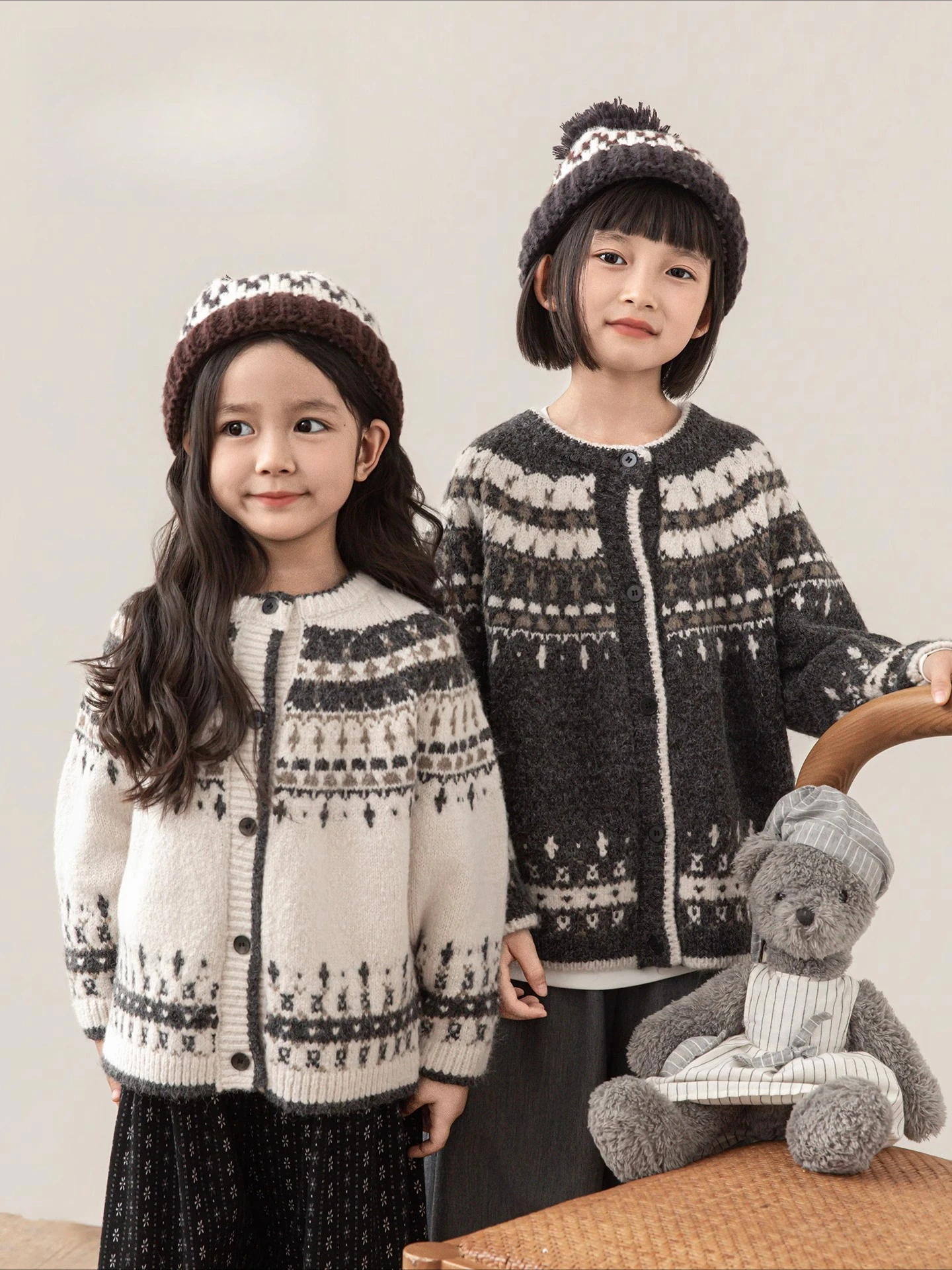 

Girls 2025 Fair Isle Sweater Wool Blend Vintage Thermal Preppy Style Santa Magic School Gift Kids 1-7 Years