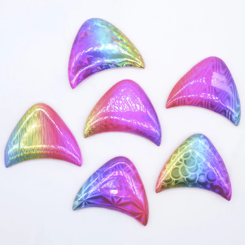 4Pcs 63*50mm PU Leather Patches Cat Ear Appliques for Clothes DIY Baby Hair Clips Headdress Bow Decor Accessories