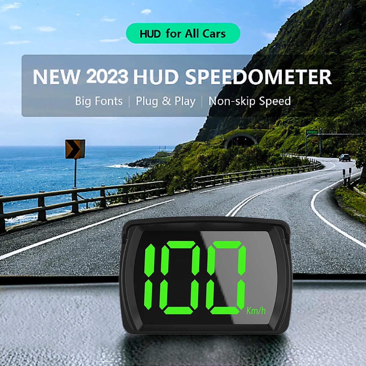 Universal Digital GPS Speedometer Dual Chips KMH MPH Reminder Meter HD LCD Display Plug and Play Big Font for All Vehicle PH043