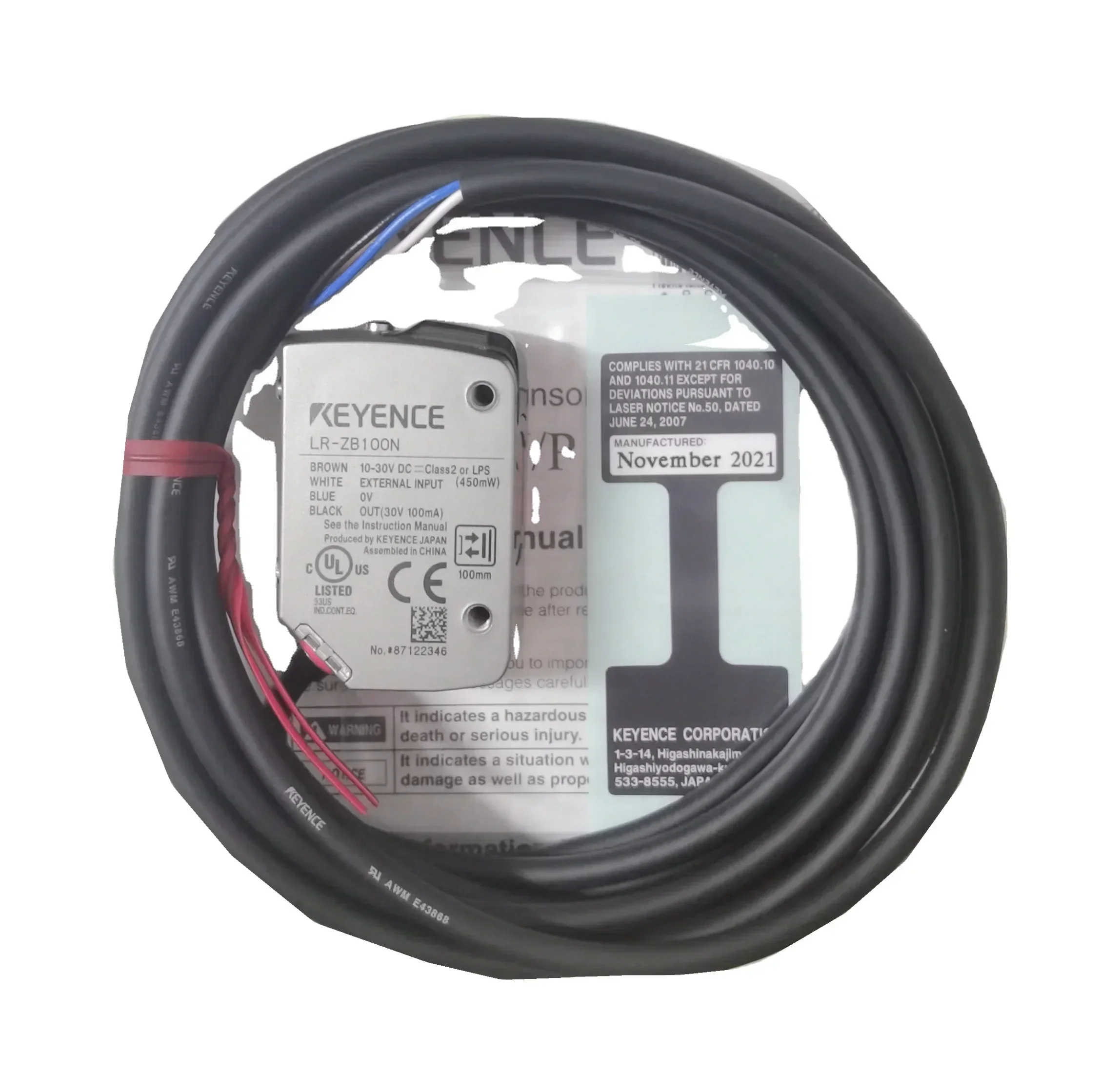 

keyence Self-contained CMOS La ser Sensor Rectangular w cable Type 100 mm LR-ZB100N