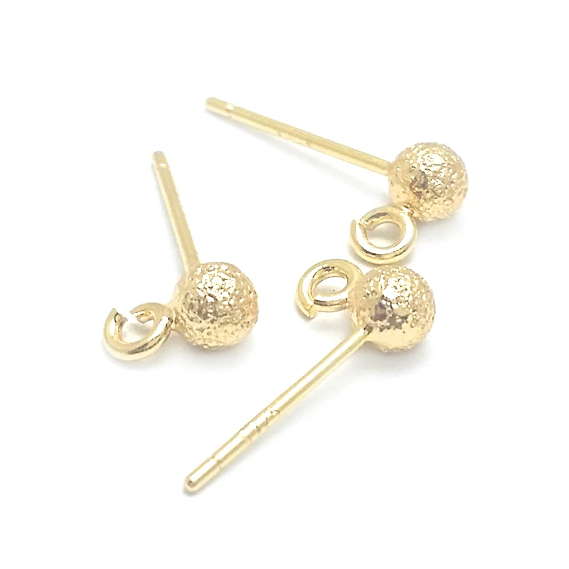 18K Gold Color Brass Matte Round Ball Stud Earrings Pins Women Earrings High Quality Diy Accessories Rosediy Official Store