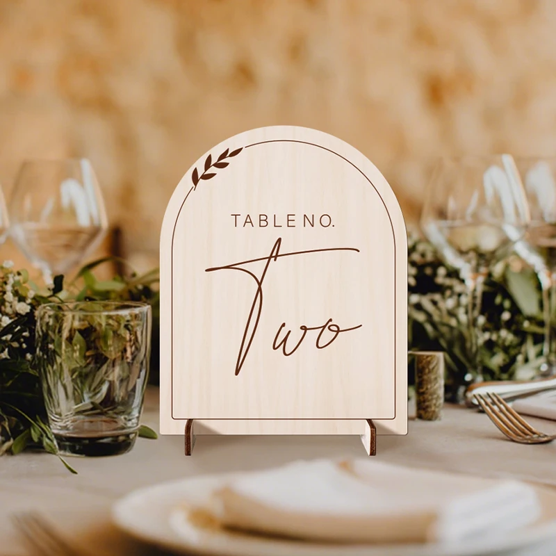 5Pcs Arched Table Numbers With Stand Wood Seating Cards Reusable Place Cards For Weddings Birthday Events Parties Catering Decor