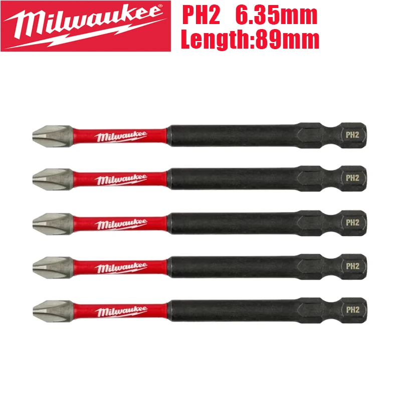 Milwaukee PH2 89MM Impact Drill Bits High Speed Steel Woodworking Metal Super Hardness Screwdriver Head Tool Accessories 5PCS