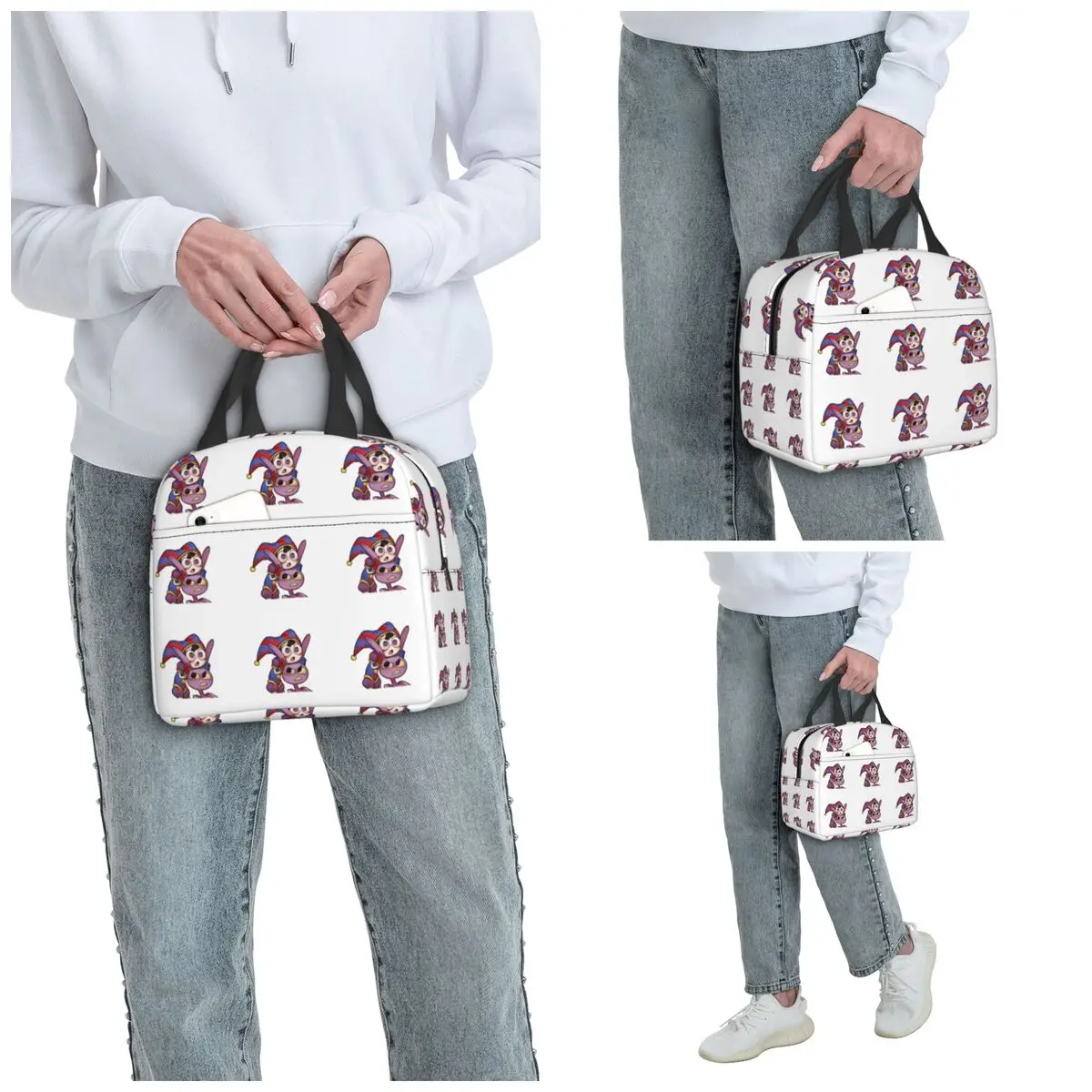 Pomni Tadc Jax The Amazing Circus Insulated Lunch Bag for Kids School Cooler Thermal Food Box Tote Lunch Boxes Container