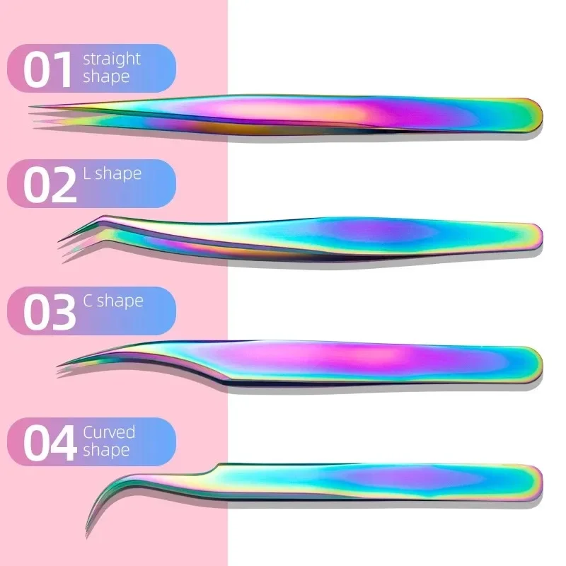 

High Appearance Level False Eyelash tweezers Color Titanium Dolphin tweezers set Gold Feather Clip grafting eyelash tool