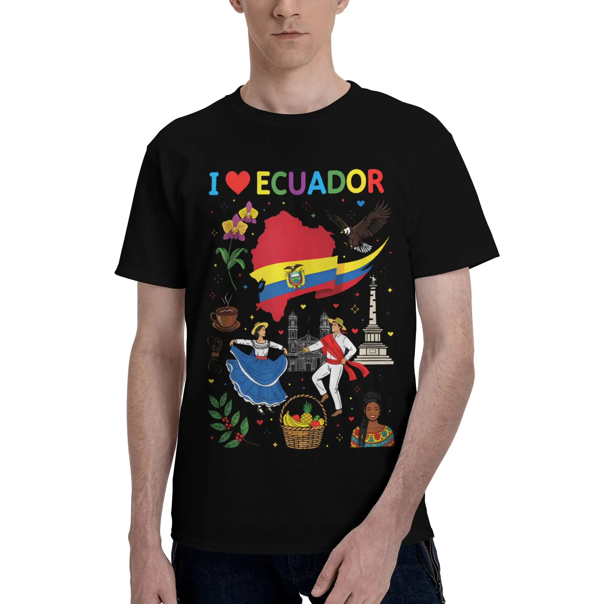 I Love Ecuador Flag Heart Travel Tee Shirt for Men Women New Arrival T Shirts Ecuatoriana Bandera 100% Cotton Clothing