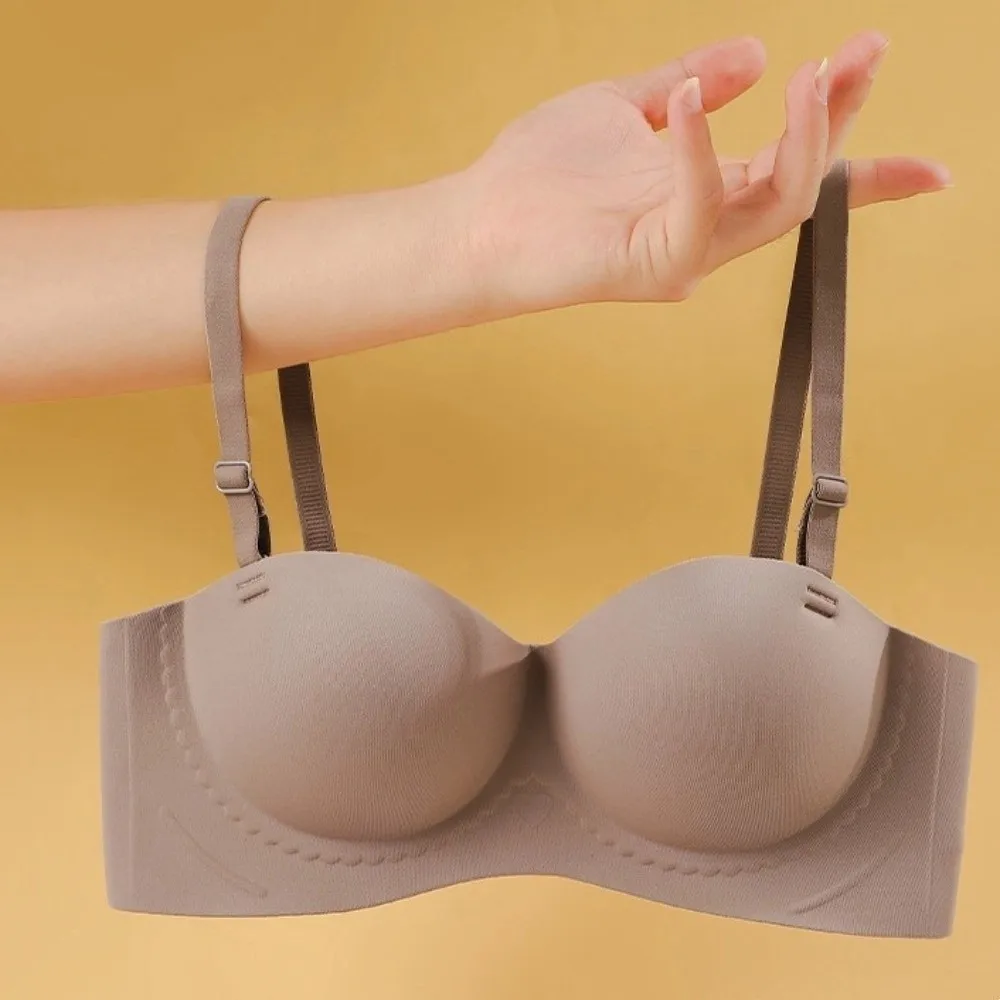 حمالة صدر بسيطة رفيعة لاسلكية عميقة على شكل حرف V ملابس داخلية بلون سادة للنساء قابلة للتعديل برقبة على شكل حرف V للفتيات حمالة صدر بدون خياطة يوميًا