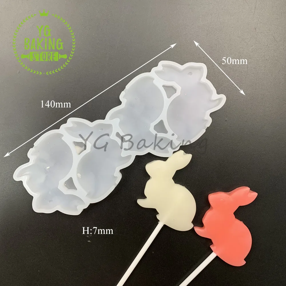 Dorica 3 Styles Easter Bunny Design Silicone Lollipop Mold DIY Rabbit Epoxy Resin Mould Chocolate Cake Decorating Tools Bakeware