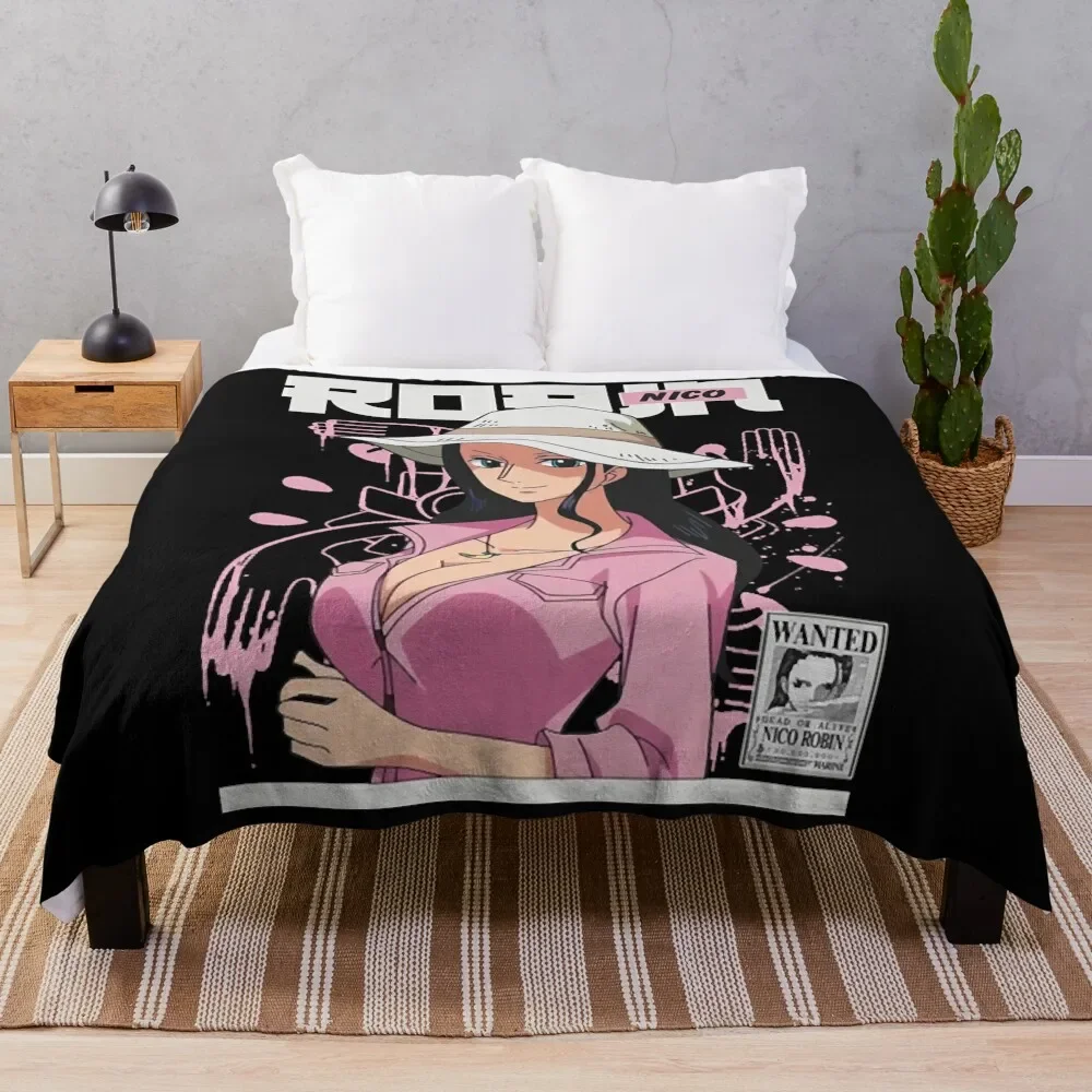 

Nico Robin v1 - Tshirt Throw Blanket Retros Softest Soft Plush Plaid anime Blankets