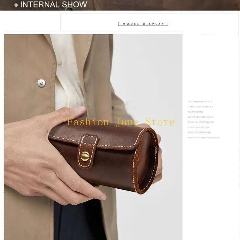 

N5KA круглая коробка для хранения часов, мягкая морщинистая натуральная кожа, чехол для хранения парных часов, органайзер, шкафы