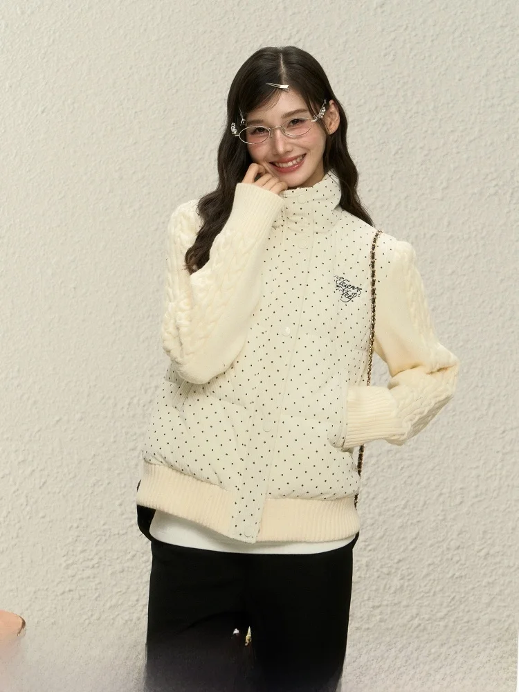 

ELEVEN SP Winter Cotton lin ort Coat Women's Korean Sle Slim Fit Warm Stand Collar Top Zipper Embroidery Long Sve