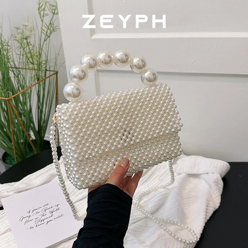 

Zeyph Commuting Exquisite Elegant Pearl Bag Large Ladies Handbag Dinner Bag Mobile Phone Bag Luxury Bead Handbag