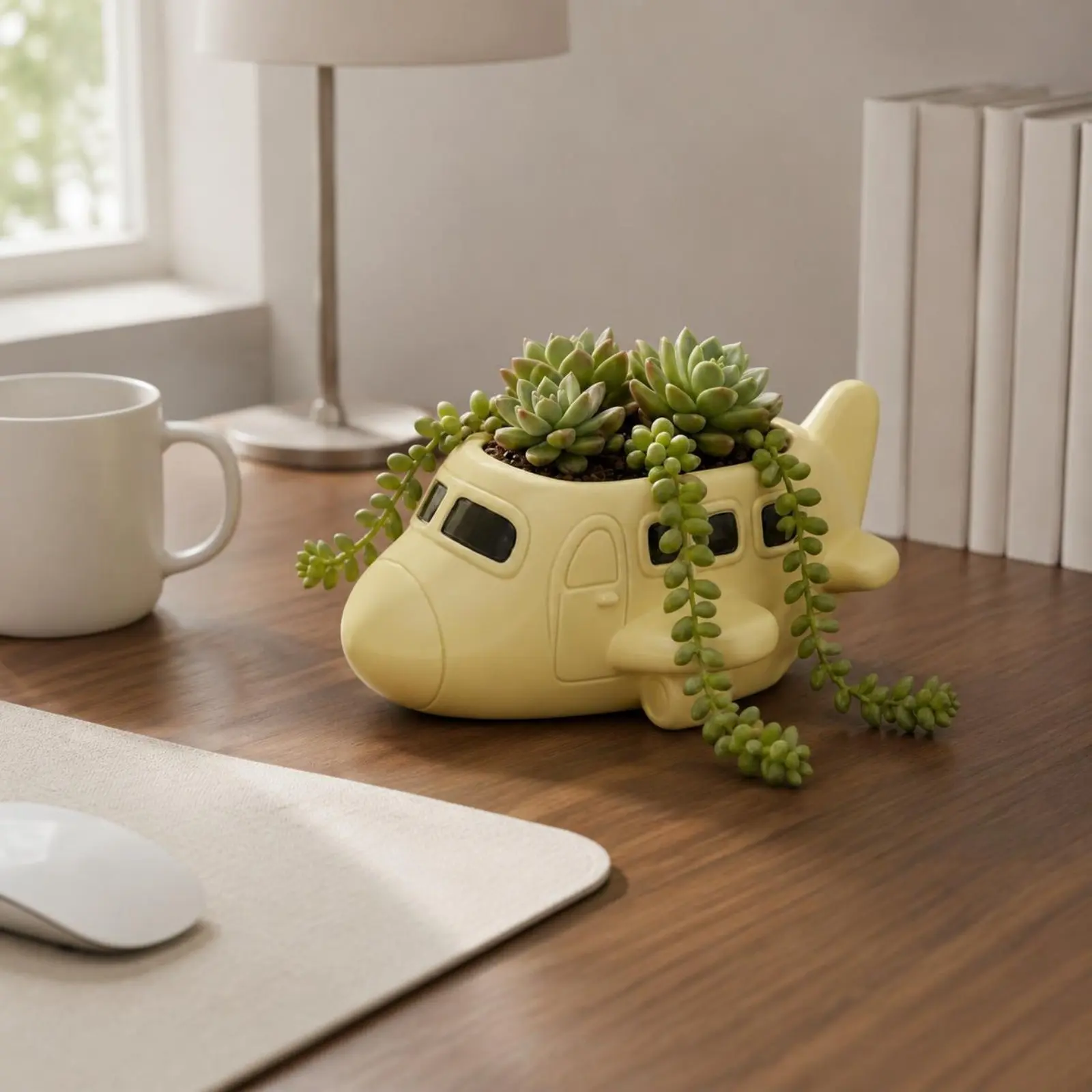 

Aircraft Flower Pot Creative Design Airplane Planter Cute Succulent Pot Funny Decor Item Gift Idea for Office, Study Room