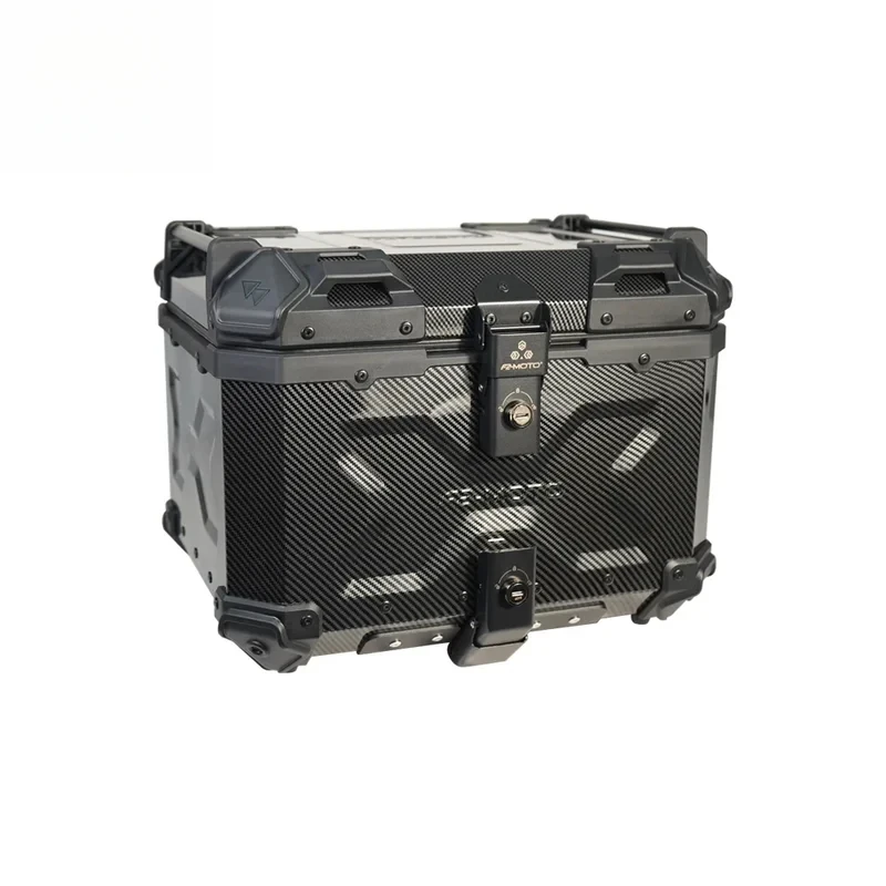 45L-3X Carbon Fiber Pattern Water Transfer Motorcycle Tail Box with Black Lock and Handle (Black)