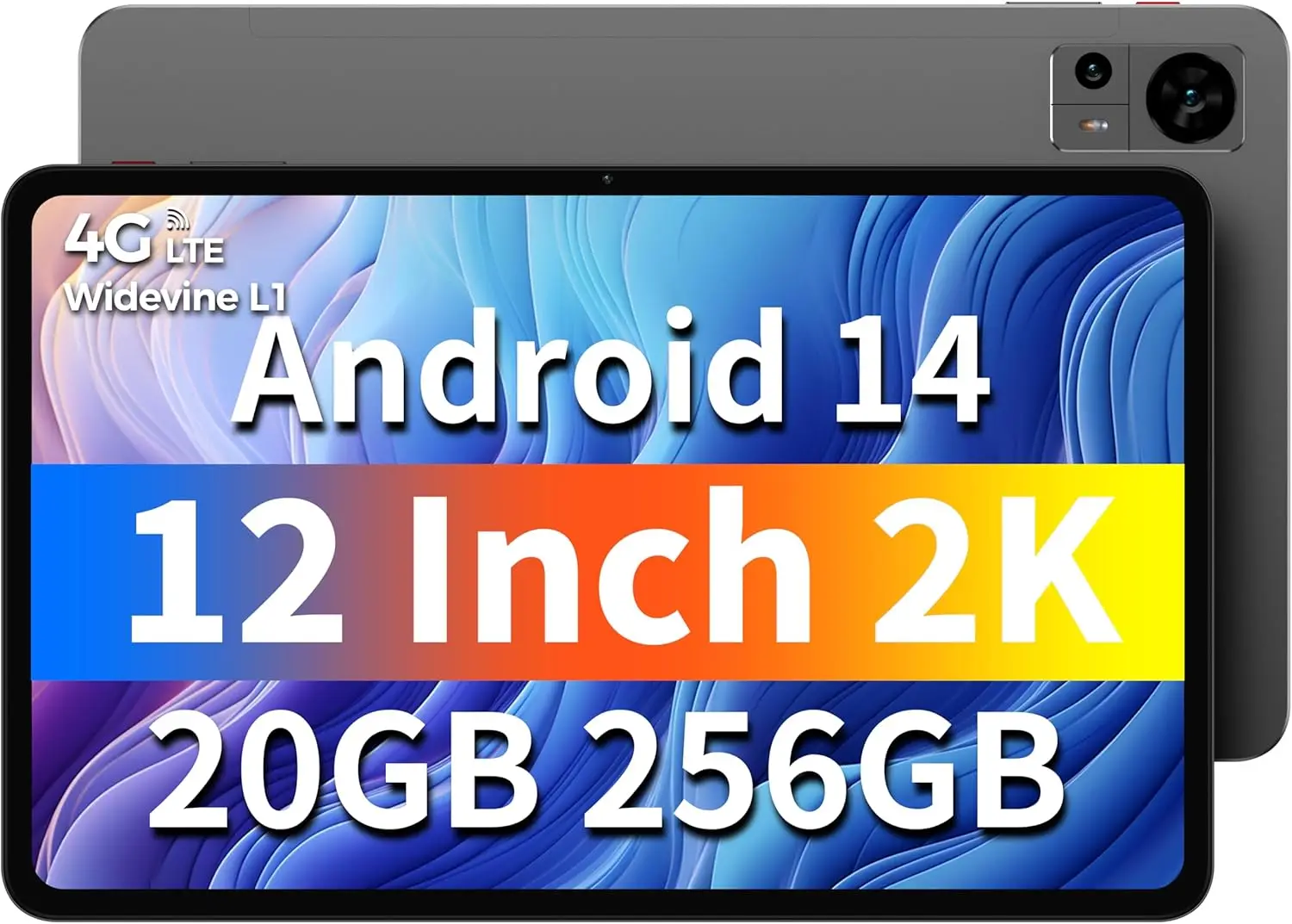 Tablet 12 inch Android 14 Tablets, T60 with 256GB Storage(Expand to 1TB), Unisoc T616 CPU,