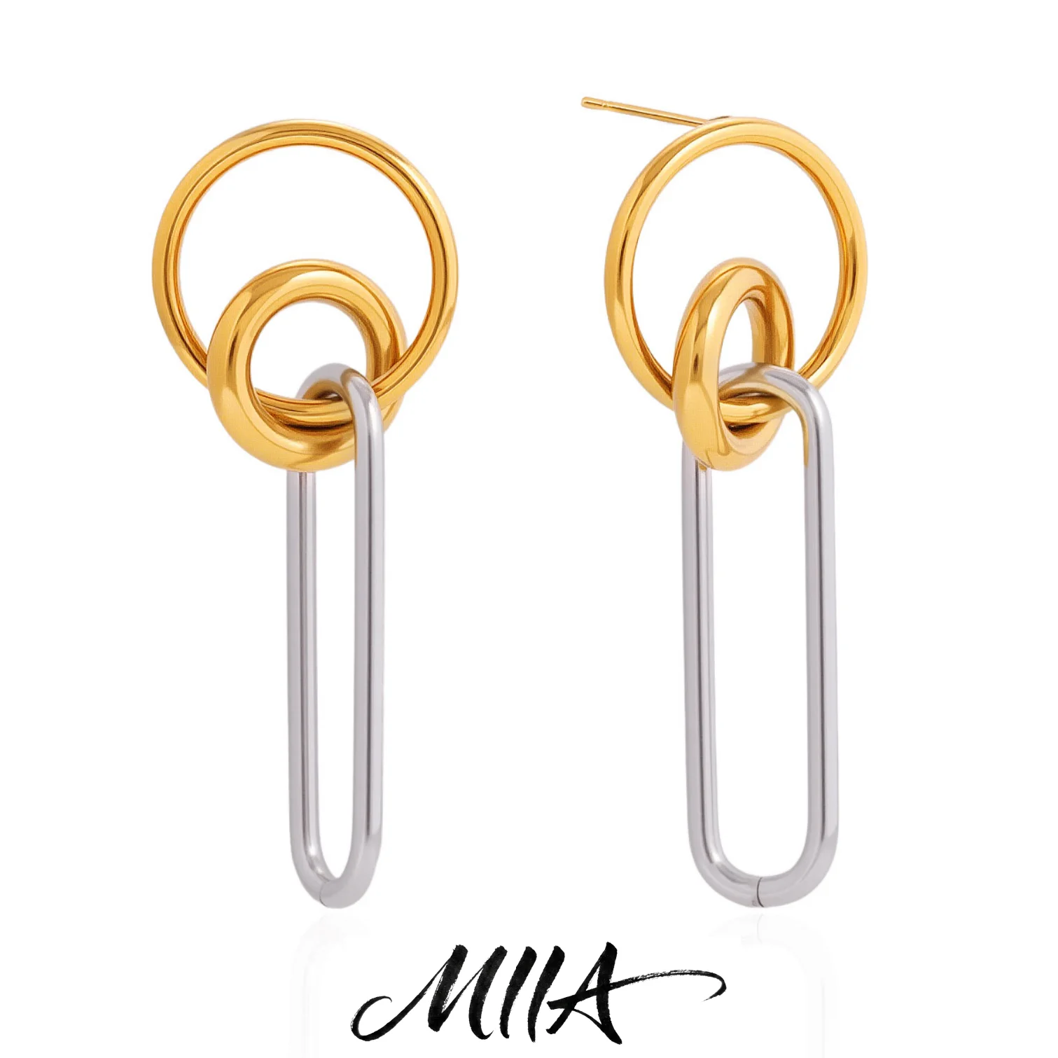 Miia New Minimalist Mixed Color Earrings For Women 18K Gold Plated Stainless Steel Earrings Simple Fashion Jewelry Girls Gift