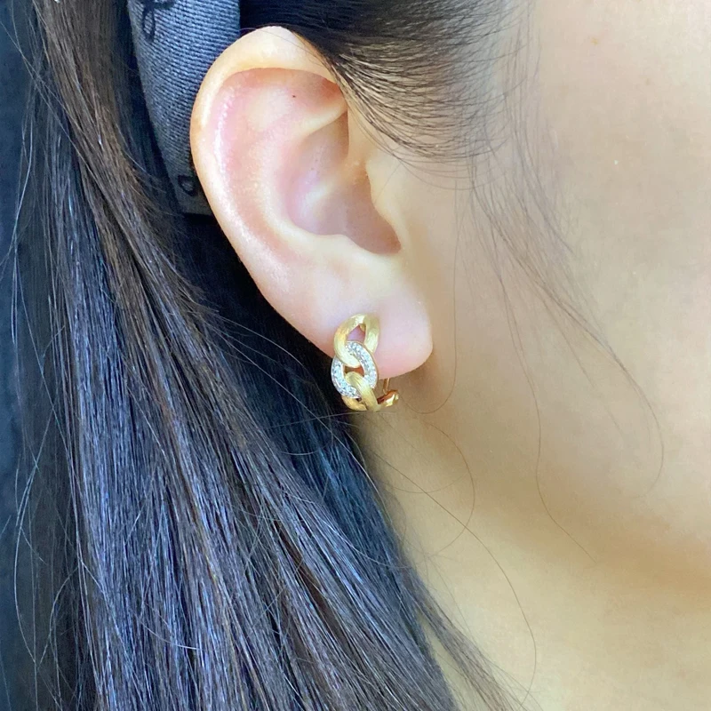 Aazuo 18K Yellow Gold Real Diamonds Fine Jewerly Set Vintage Ring Earring Luxury Gifted For Women Engagement Party view 4