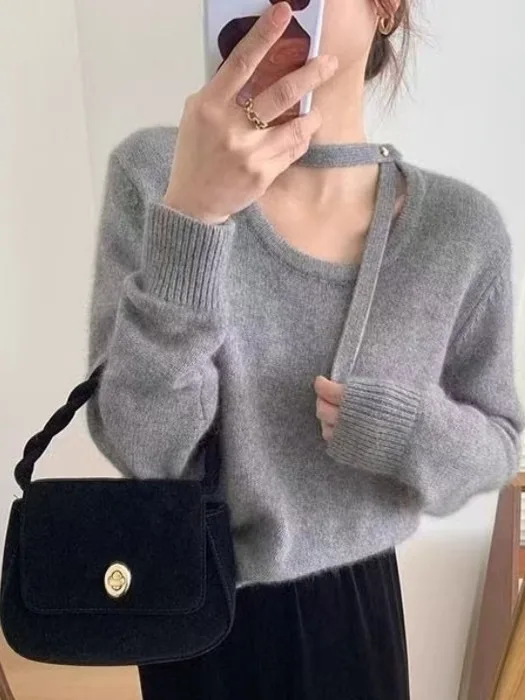 Faionable rond Ne tricoté pull ort couche de Base automne hiver drapé Design printemps haut d'été femmes Premium vêtements