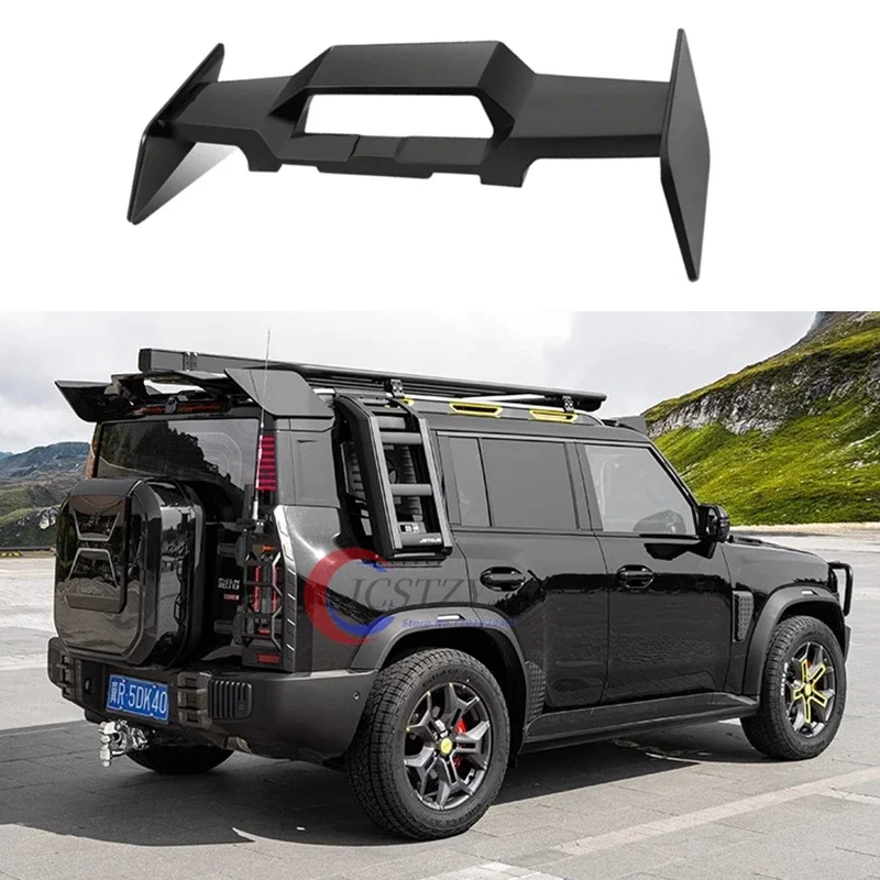 Car ABS Bright Black Rear Spoiler Fit for JETOUR Traveler T2 Modified Auto Big Tail Wing Roof Fixed Wing Exterior