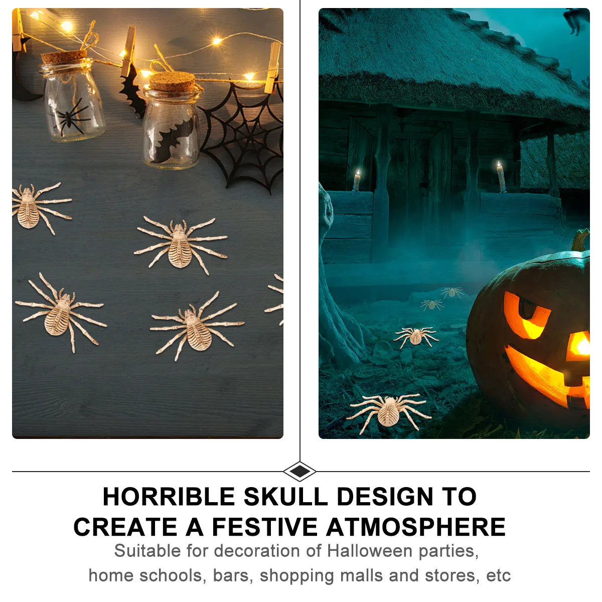 هالوين الجمجمة العنكبوت العظام الزينة البلاستيك الدعائم مخيف شبح الرعب رواية واقعية ABS احتفالية شريط المنزل الطرف #3