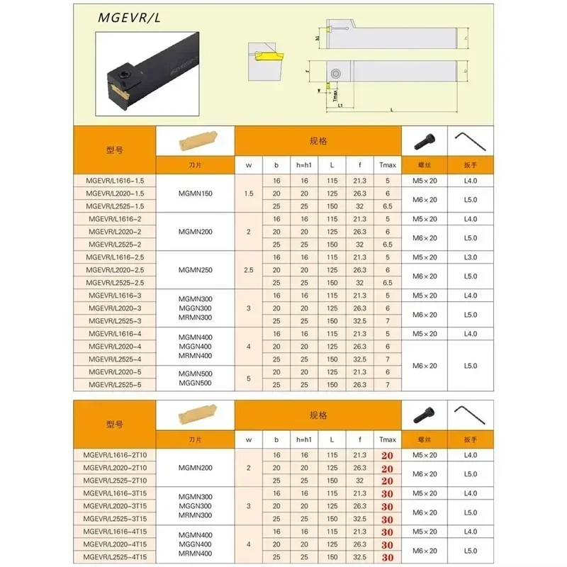Imagem -05 - Inserção de Torno Cnc para Ferramenta de Torneamento Suporte Grooving Mgevl1616 Mgevr20232 Mgevr25253 Mgmn150 200 250 300 400