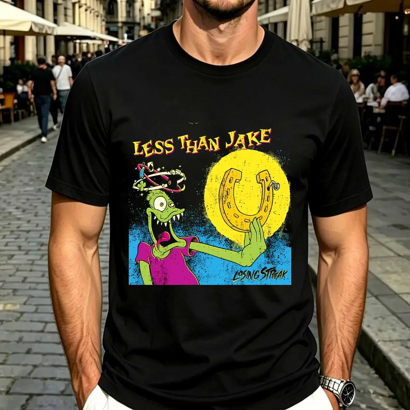 washed T Shirt Cotton Less Than Jake Losing Streak Album Roger Lima Matt Yonker vintage Washed Comfortable homme