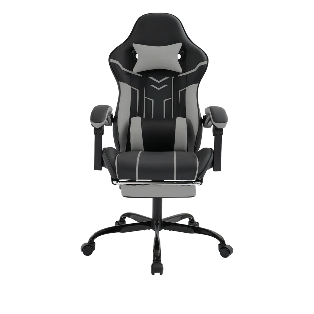 Gaming Chair with Footrest, Ergonomic Racing Computer Chair, High Back Reclining Gamer Chair with Headrest & Lumbar Pillow, Height Adjustable Swivel Office Video Game Chair for Adults PU Leather