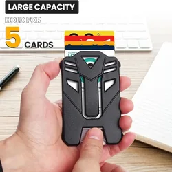 Heavy Duty Hard Plastic Badge Clip Vertical Credit Card Transparent Identification Window 5 Card Capacity Retractable Keychain