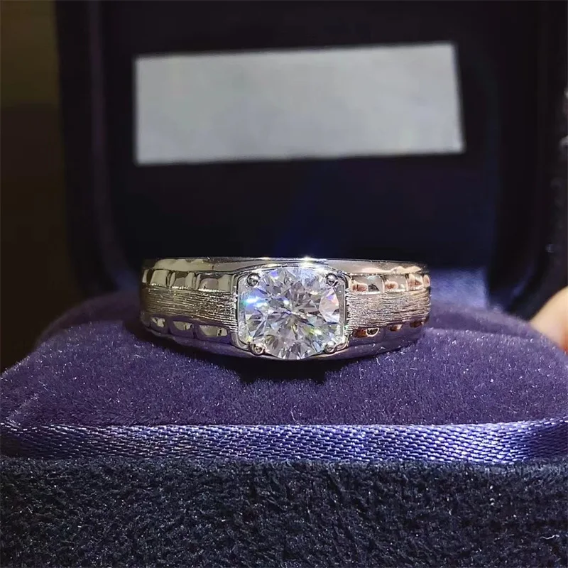Calm & Capable Elegant Oval Ring For Men 1ct Moissanite PT950 Platinum | Grand on hand, full of style