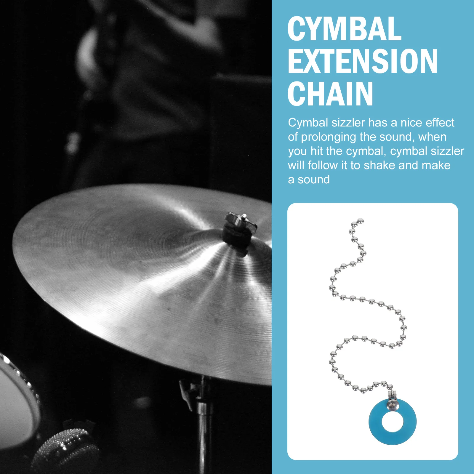 Sizzler corrente de liga de alumínio címbalo corrente de ajuste de som para passeio crash jazz tambor profissional conjunto acessório