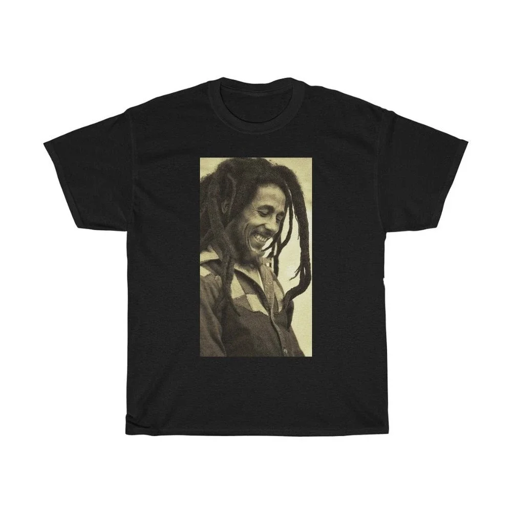 Bob Marley T Shirt Vintage Smile Photo Graphic Heavy Cotton Tee