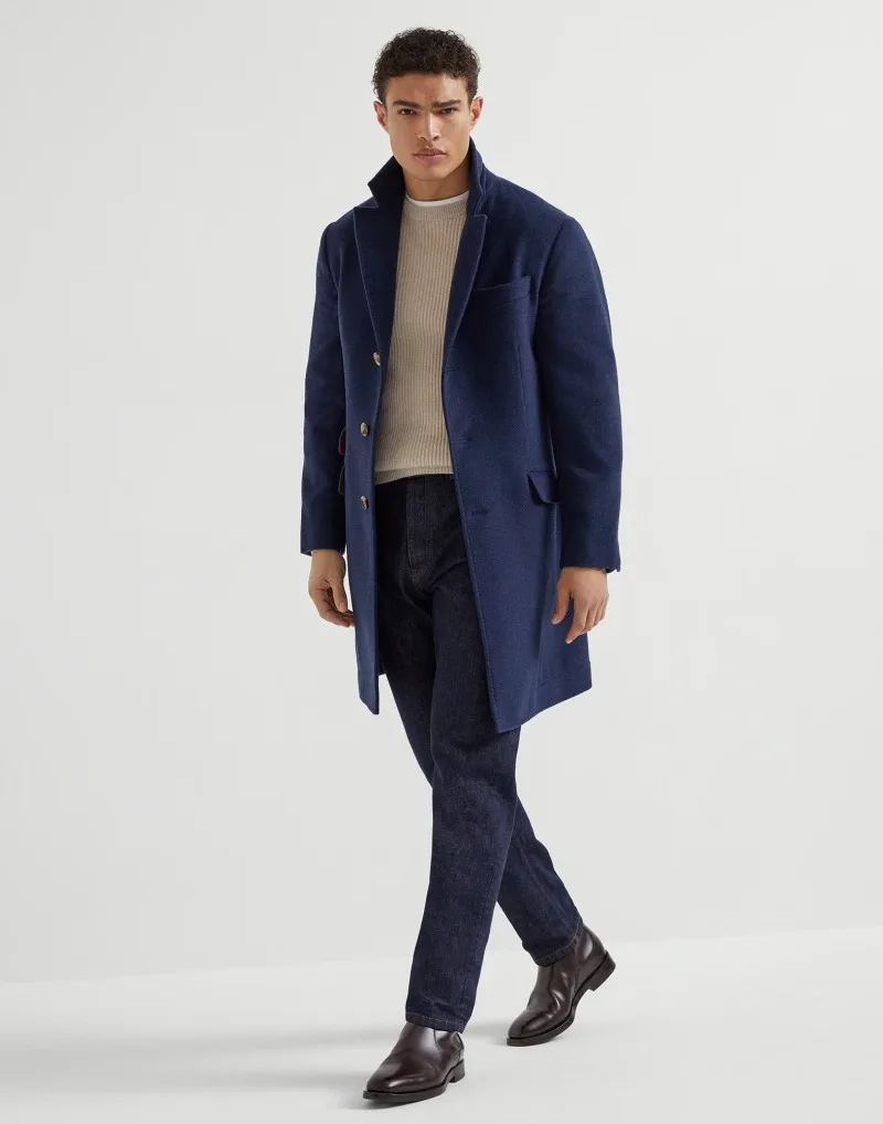 

New Fashion Men's Overcoat Wool Blend Winter Warm Medium-Length Single-breasted Formal Occasion Out-Wear Customized
